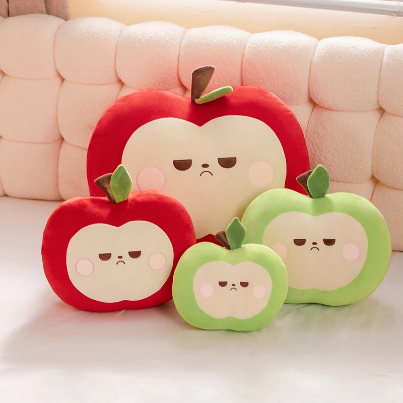 Kawaii maçã vermelha brinquedo de pelúcia travesseiro recheado macio fruta maçã verde boneca bonito huggable travesseiro crianças presente aniversário natal