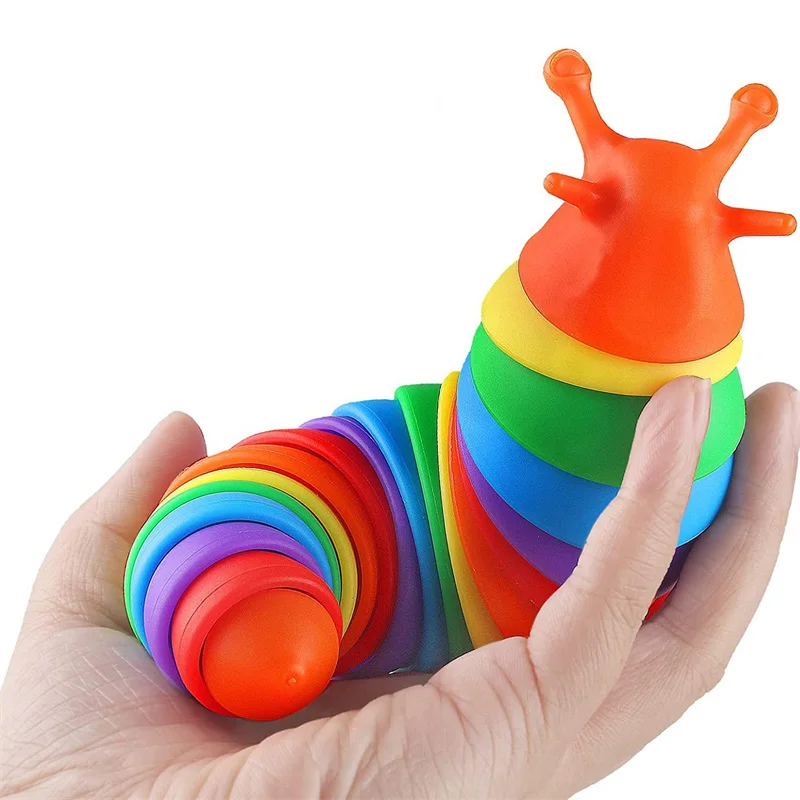 18cm Fidget Slug Toy Cute Caterpillar Exercise Wrist Strength And Stress Relief Adults Children Sensory Toys Gifts(Random Color)