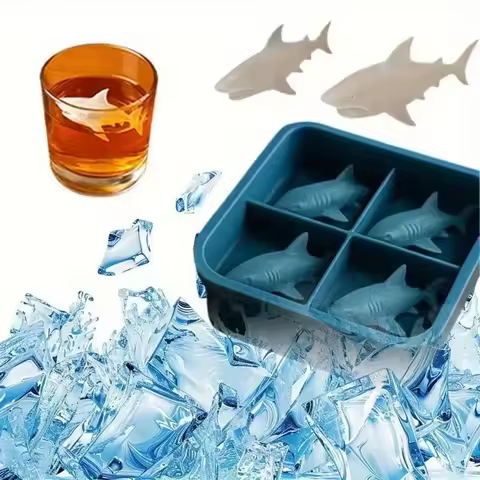 Shark Shape Silicone Ice Cube Mold 3D Easy Release Tray for Whiskey Water Drinking DIY Ice Cream Jelly Home Kitchen Gadget
