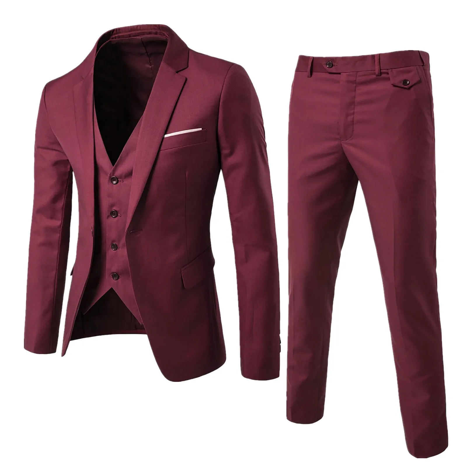 Men’s Suit Slim 3 Piece Suit Business Wedding Party Jacket Vest & Pants Coat Men Formal Suit Set