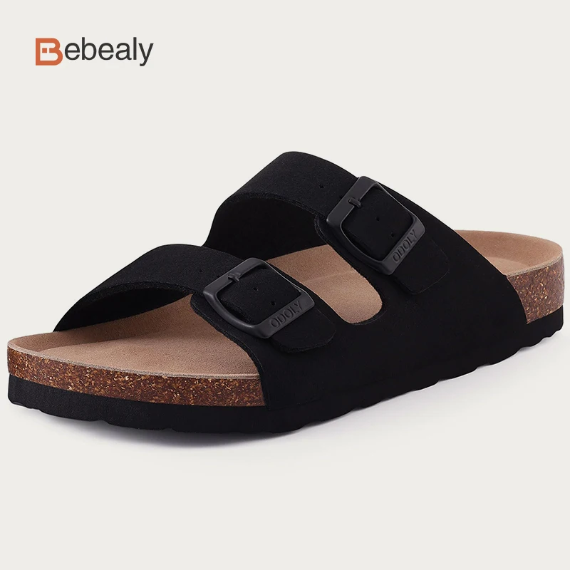 Bebealy Classic Women Cork Sandals Summer Cork Clogs Sandals Outdoor Men Mules Retro Women Clogs Sandals With Adjustable Buckle