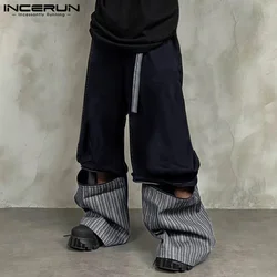 INCERUN Men Pants Striped Patchwork Elastic Waist Loose Joggers Casual Trousers Men Streetwear 2024 Fashion Leisure Long Pants