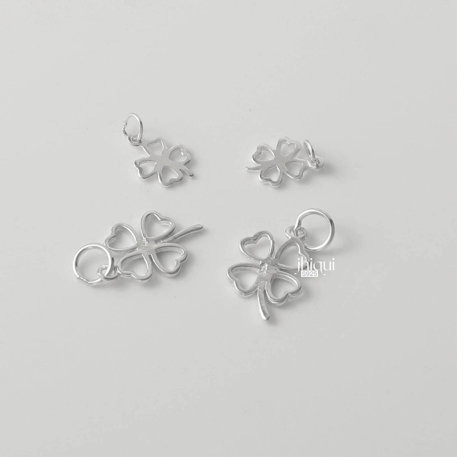 Real 925 Sterling Silver Clover Leaf Charm Pendant for DIY Bracelet Pendant Necklace Fine Jewelry Findings Accessories