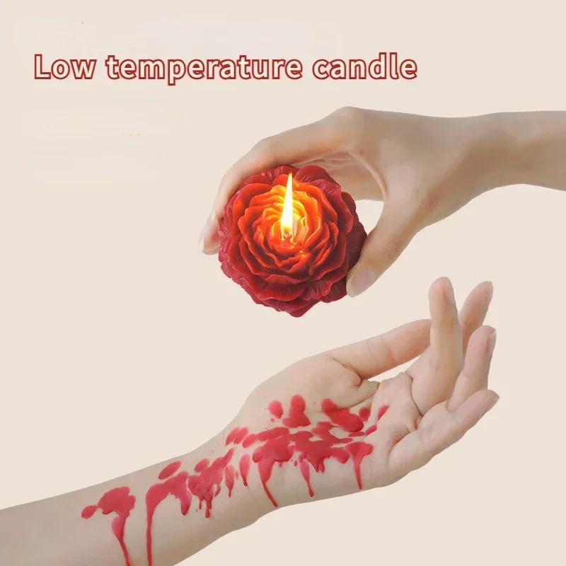 Low Temperature Candle Wax Peony Rose Heart Candle 42 Degrees To 48 Degrees