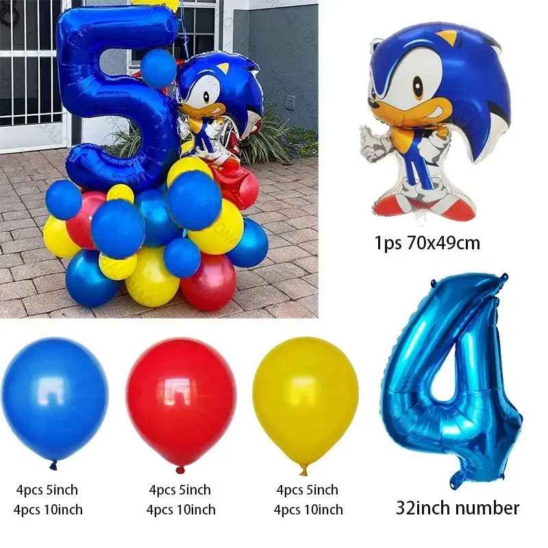 26pcs Blue Hedgehog Balloons Cartoon Soniks Balls Baby Shower Kids Favors Birthday Party Decorations Kids Baby Shower Supplies