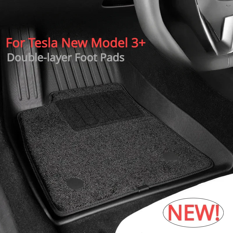 For Tesla Model 3 Highland 2024 Foot Mats Carpet TPE Waterproof Frunk Carpet Velvet Washable Double-layer Pad Car Accessories