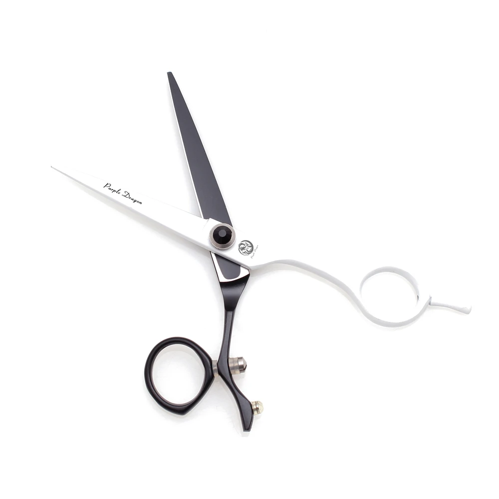 Professionelle Friseurschere 5,5" 6" Purple Dragon JP 440C Drehbare Daumenhaarschneideschere Friseur Effilierschere Z9019 – Detail 15