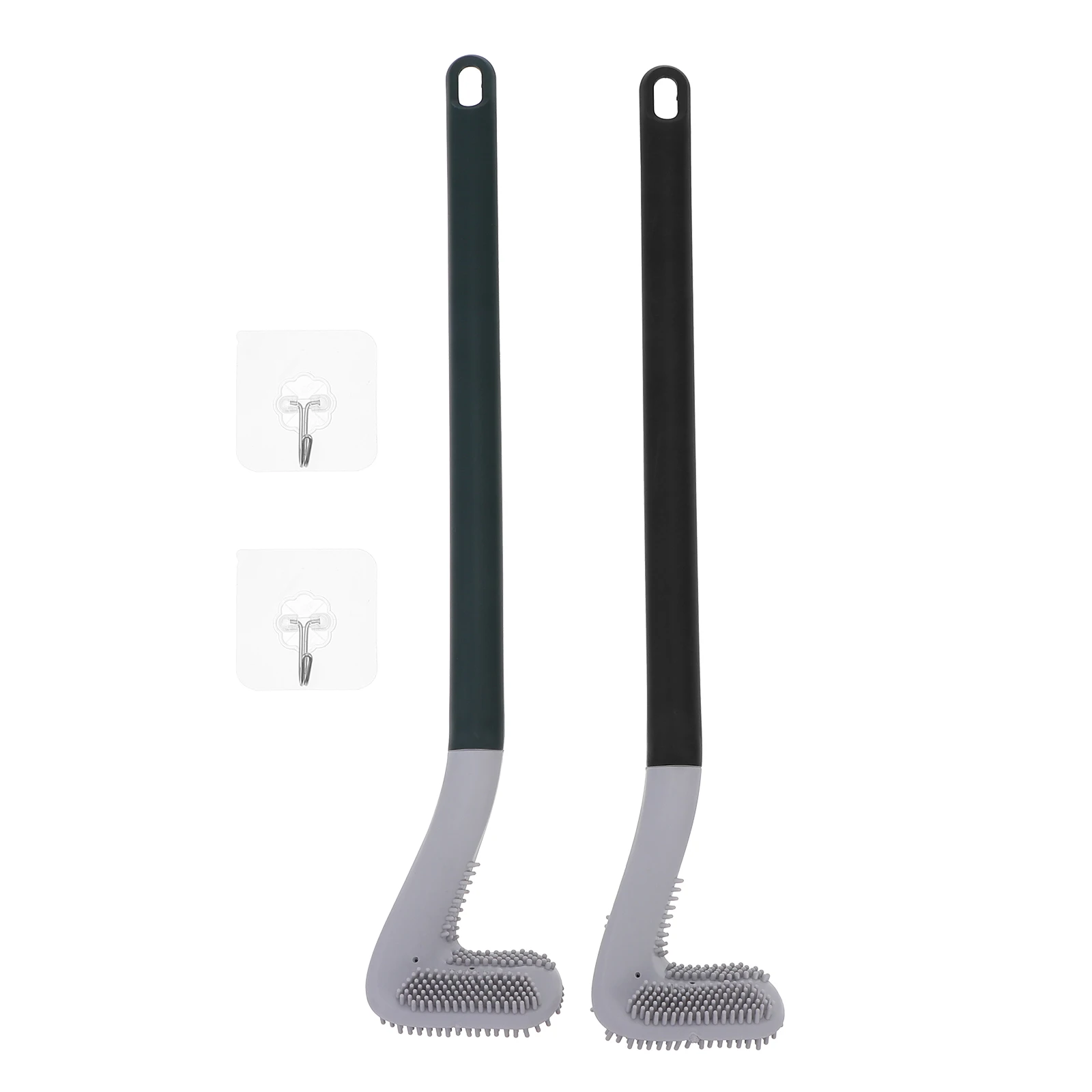 

2pcs Toilet Brush High Quality Silicon ABS Long Handle Bathroom Cleaning Tools Accessories for Home Hotel Office