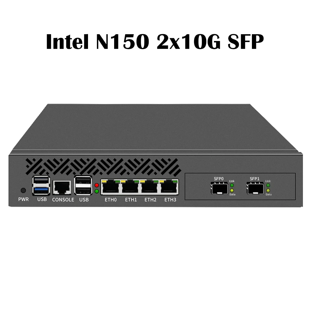 Rackmount 1U 9.5' Firewall Server Intel N150 4×10G SFP Ports 4×2.5G I226-V LAN Network Security Mini PC PfSense OPNsense Router