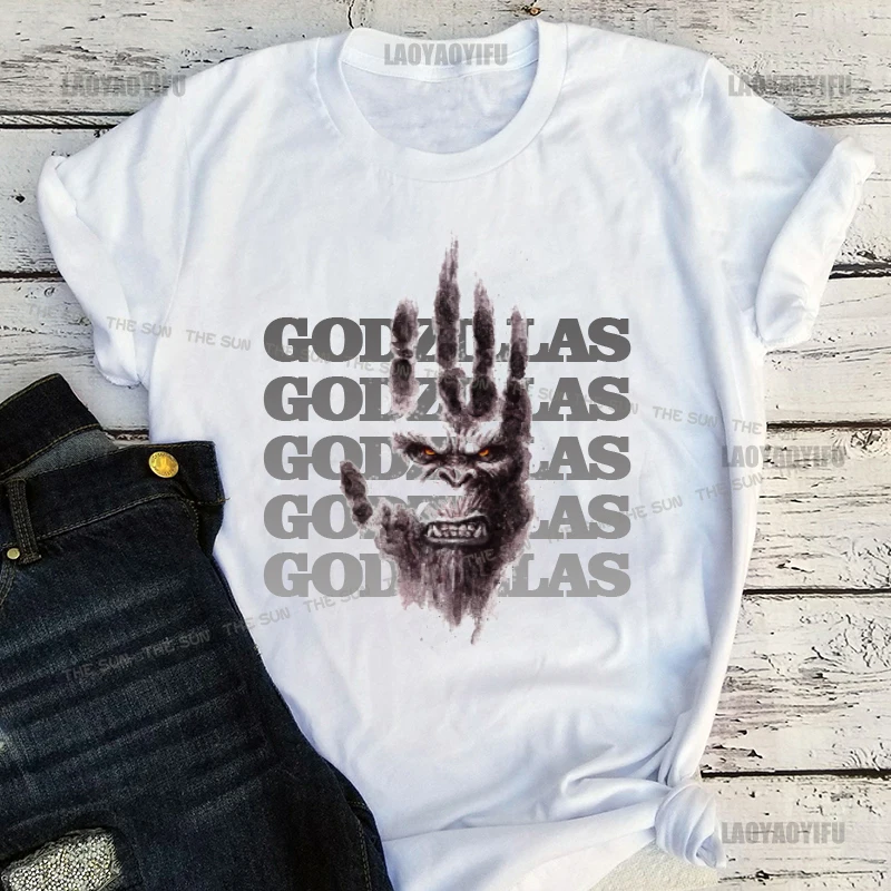 

Godzillas VS.kong King Anime Printed Men T Shirts Japanese Streetwear Cotton Tops Tee Hip Hop Harajuku