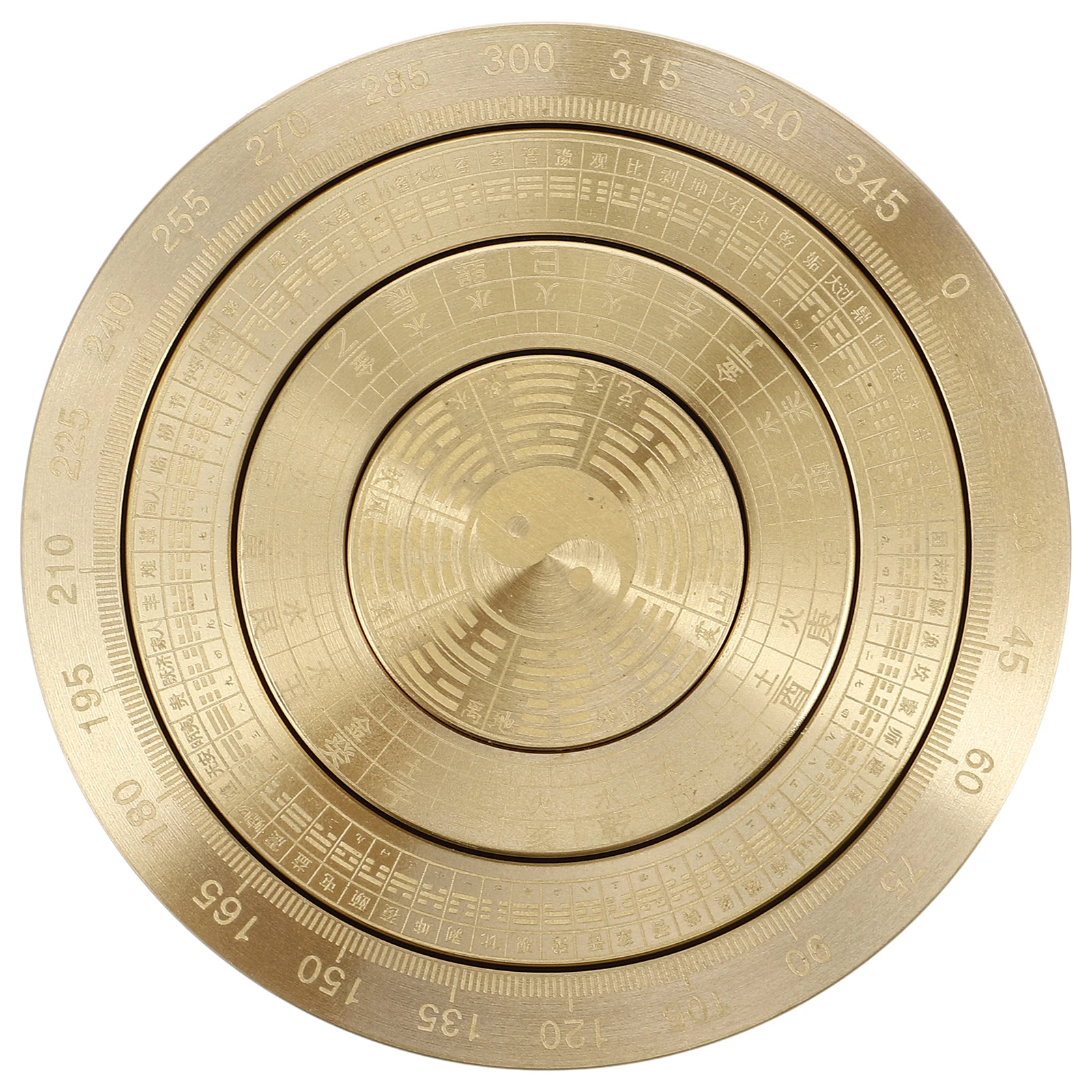 Bagua Plate Decoration Good Luck Charms Chinese Handheld Golden Copper Feng Shui Compass