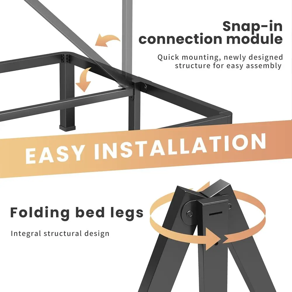 Robuster 3500-Pfund-Metallbettrahmen, 18 hoch, runde Eckbeine, quietschsicher, schnelle Montage, kein Boxspringbett erforderlich