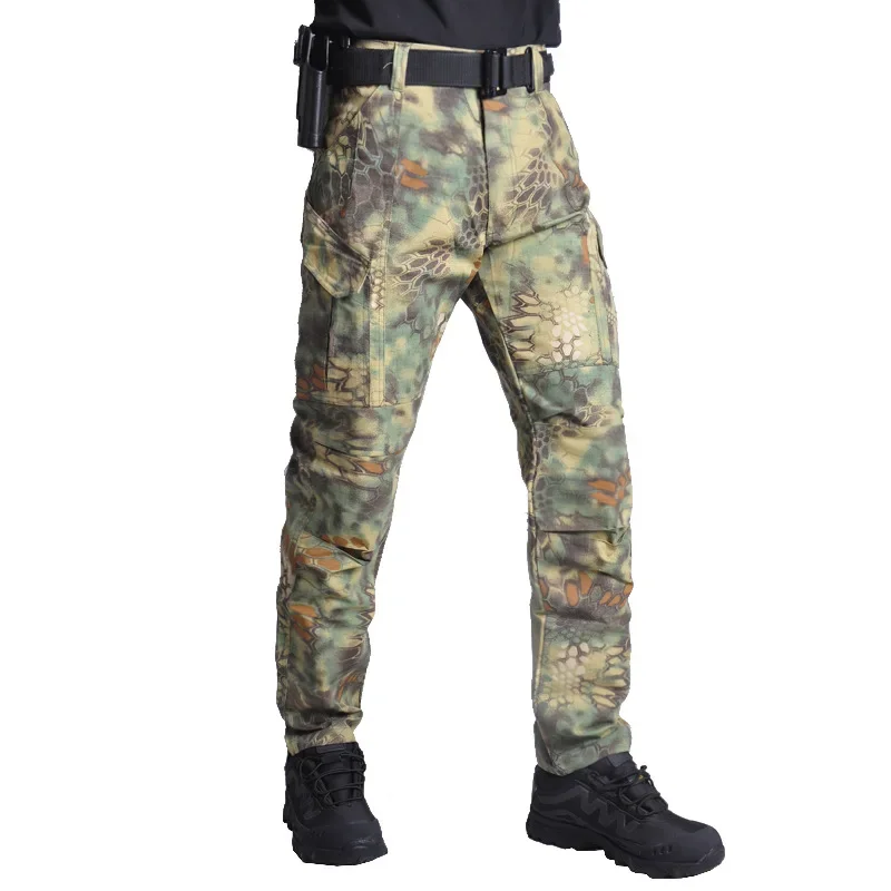 4 Seasons Python Pattern Camouflage Tactical Pants Outdoor Camping Breathable Wear-resistant Special Forces Uniform Trousers