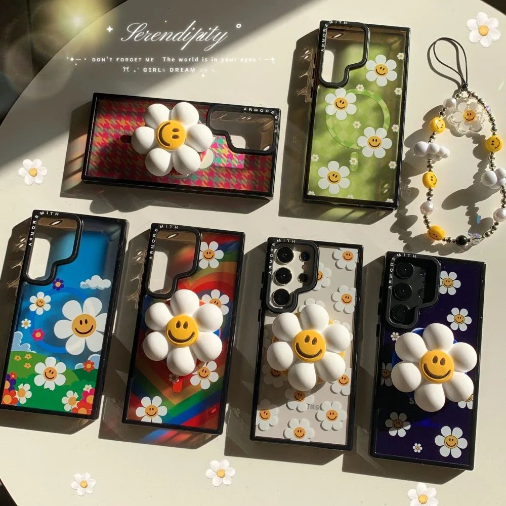 عباد الشمس المبتسم مناسبة لحافظة الهاتف Samsung S25 Plus/24 Ultra S24 Plus/23/حافظة واقية إبداعية لطيفة مضادة للسقوط #6