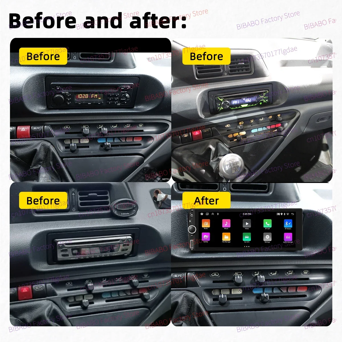 Carplay Android Auto 1 Din Radio Android for Fiat Scudo 1995-2006 6.86 Inch Screen Car Multimedia Stereo Head Unit GPS BT WIFI