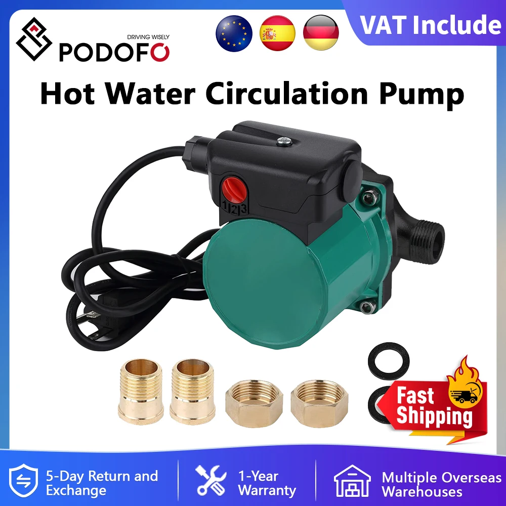 Podofo 100W 3/4 ''pompe de Circulation d'eau chaude domestique pompe de recirculation en acier inoxydable 304 climatiseur chauffage domestique