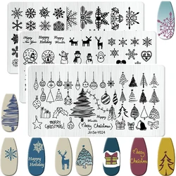 Piastra per timbratura per unghie di natale modello di fiocco di neve di natale Nail Art albero di natale Lanter Image Plates modelli di Stencil per la stampa delle unghie