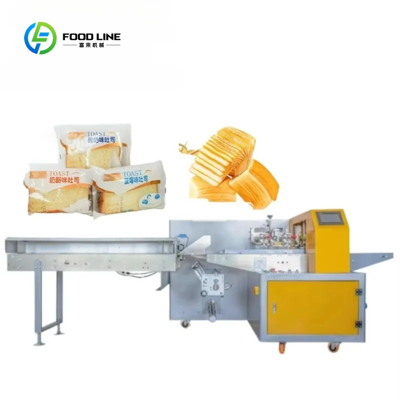 Customized Horizontal Automatic Pillow Packaging Filling Machine Nitrogen for Food Items Plastic Bags Slicing Toast Croissant