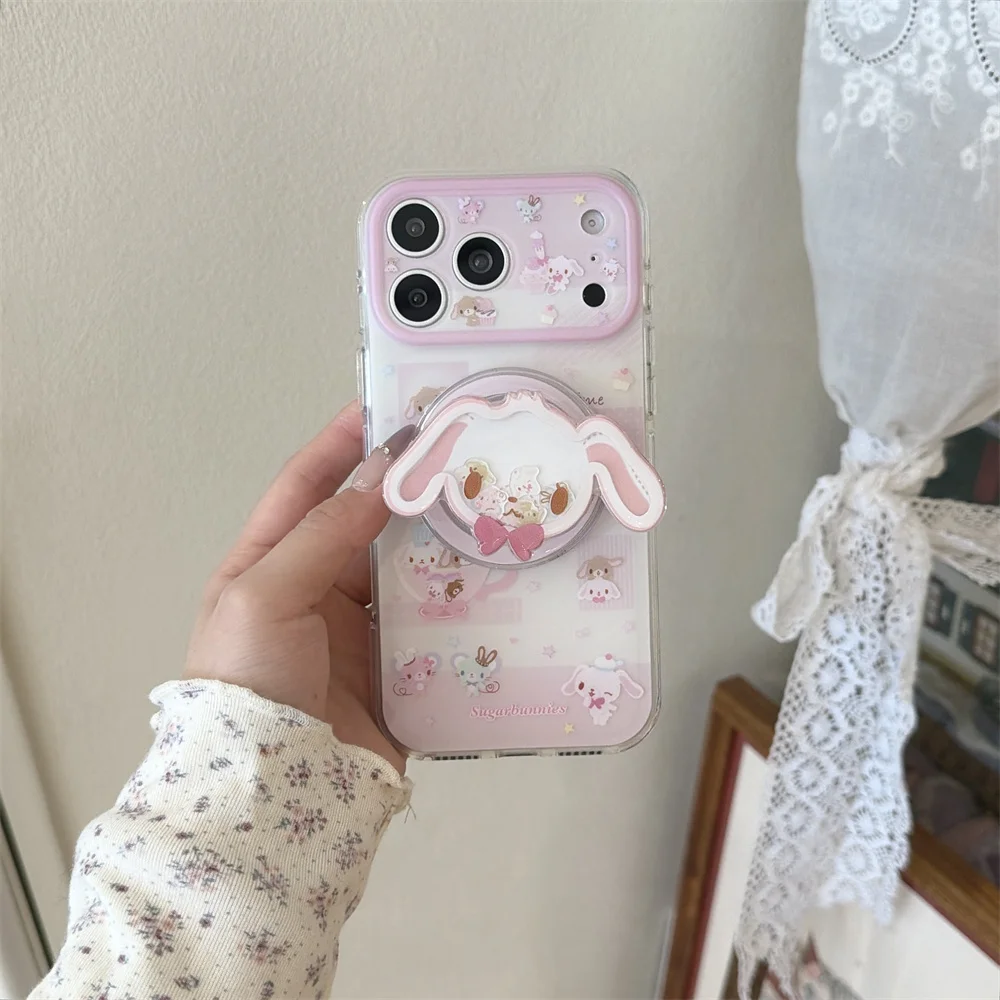 Urocze etui na telefon z króliczkiem i deserem, magnetyczne, do iPhone 17, 16, 15 Max, 16 Pro Max, 17 Pro, z Magsafe, z funkcją stojaka, kreskówkowe etui. — zdjęcie produktu 3
