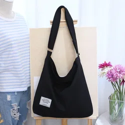 2023 Summer Trendy Women's Canvas Shopping Bag Solid Color Minimalist Style Large Capacity Reusable Handheld Shoulder Bag