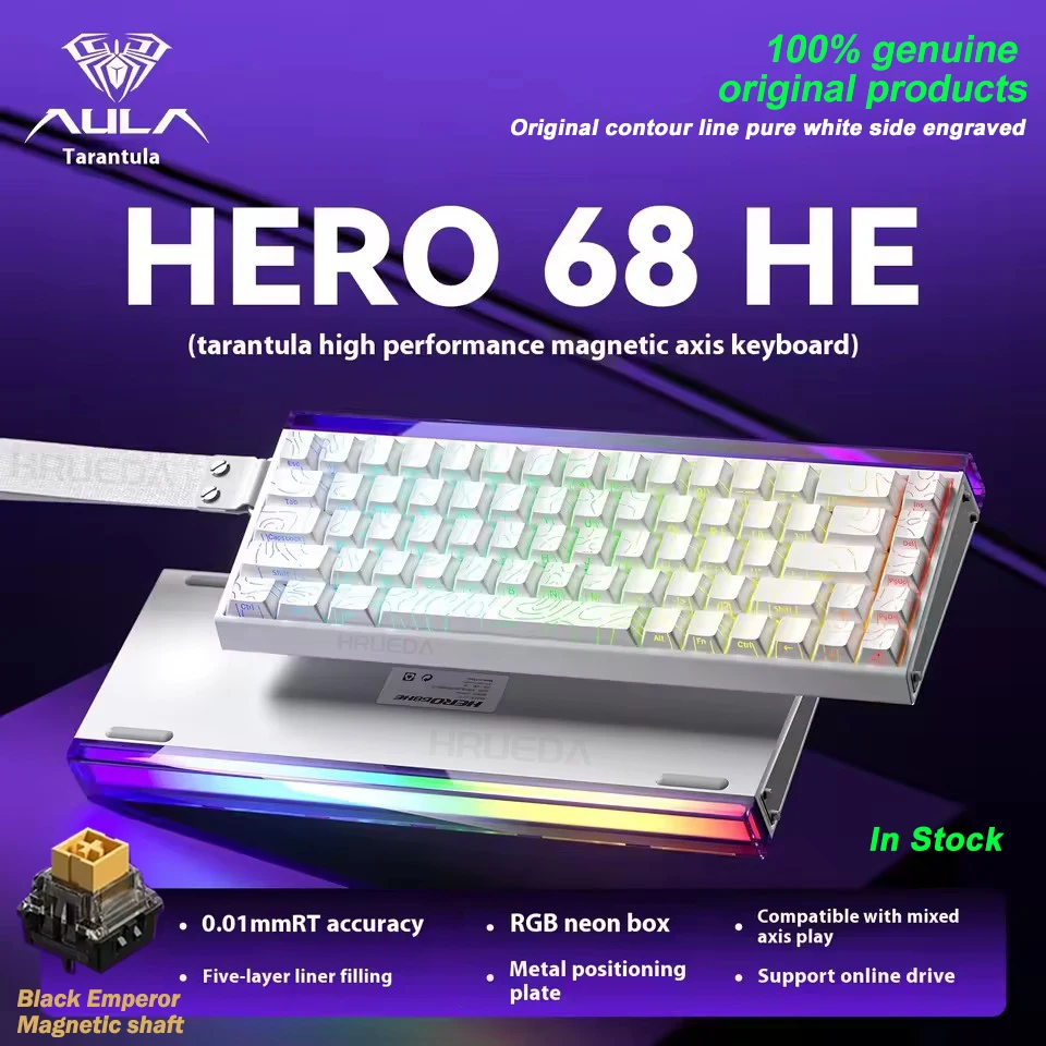 AULA HERO 68HE Magnetische schakelaar Gamingtoetsenbord RT0.01 E-sport Pas RGB Bedraad mechanisch toetsenbord Ergonomie Accessoires aan