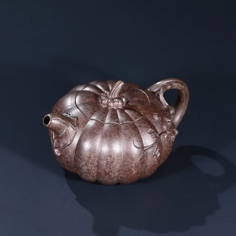 Wholesale Handmade Product Original Pumpkin-Shaped High-End Tea Set Crafted From Longyao Wood-Fired Green Ash Clay 300Cc