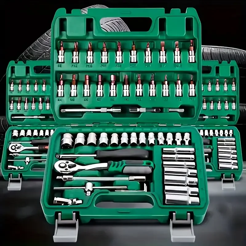 53 Pcs/set Of Auto Repair Kit Tools, Auto Repair Machine Repair Quick Ratchet Wrench Kit And Auto Repair Tools