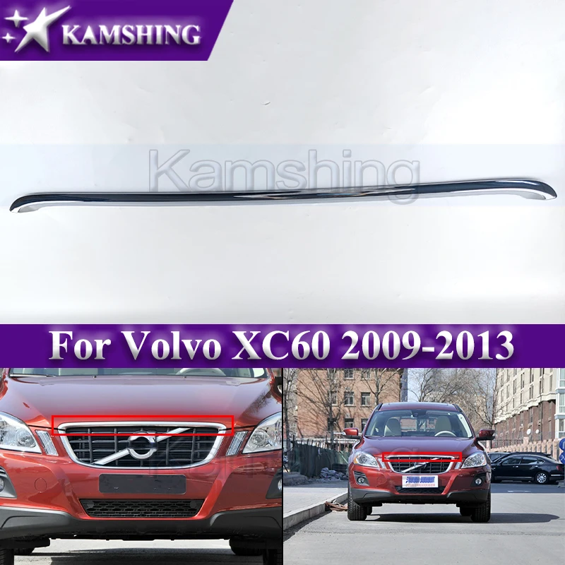 

Kamshing Front Hood Bright Strip For Volvo XC60 2009-2013 Front Bumper Up Trim Strip Medium Mesh Garnish Strips