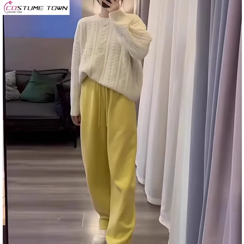 Autumn and winter new women's suit slim fit small and gentle style fashionable knitted sweater+loose pants two-piece set