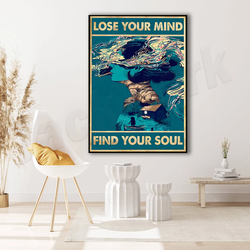 فقدان عقلك والعثور على ملصق روحي، كن لطيفًا لصحتك، ملصق الصحة العقلية، الوعي بالصحة العقلية، هدية الصحة العقلية