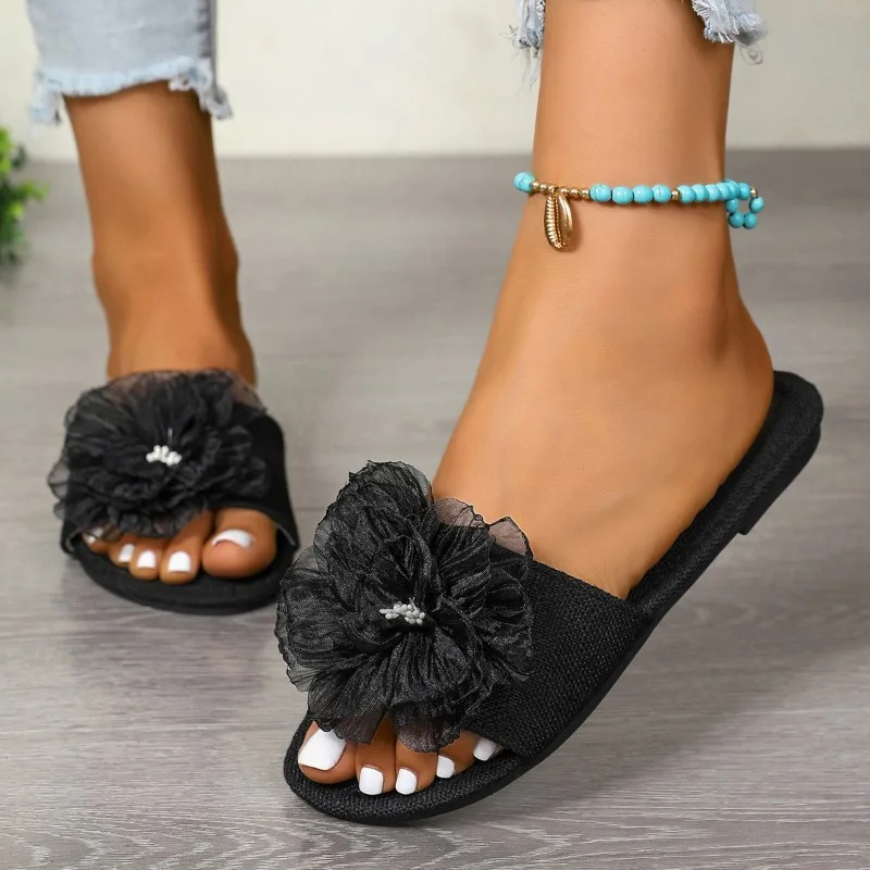 صنادل جديدة لعام 2025 للنساء موضة الشاطئ أحذية نسائية غير رسمية ومريحة مانعة للانزلاق بمقدمة مستديرة أحذية عطلة الشاطئ