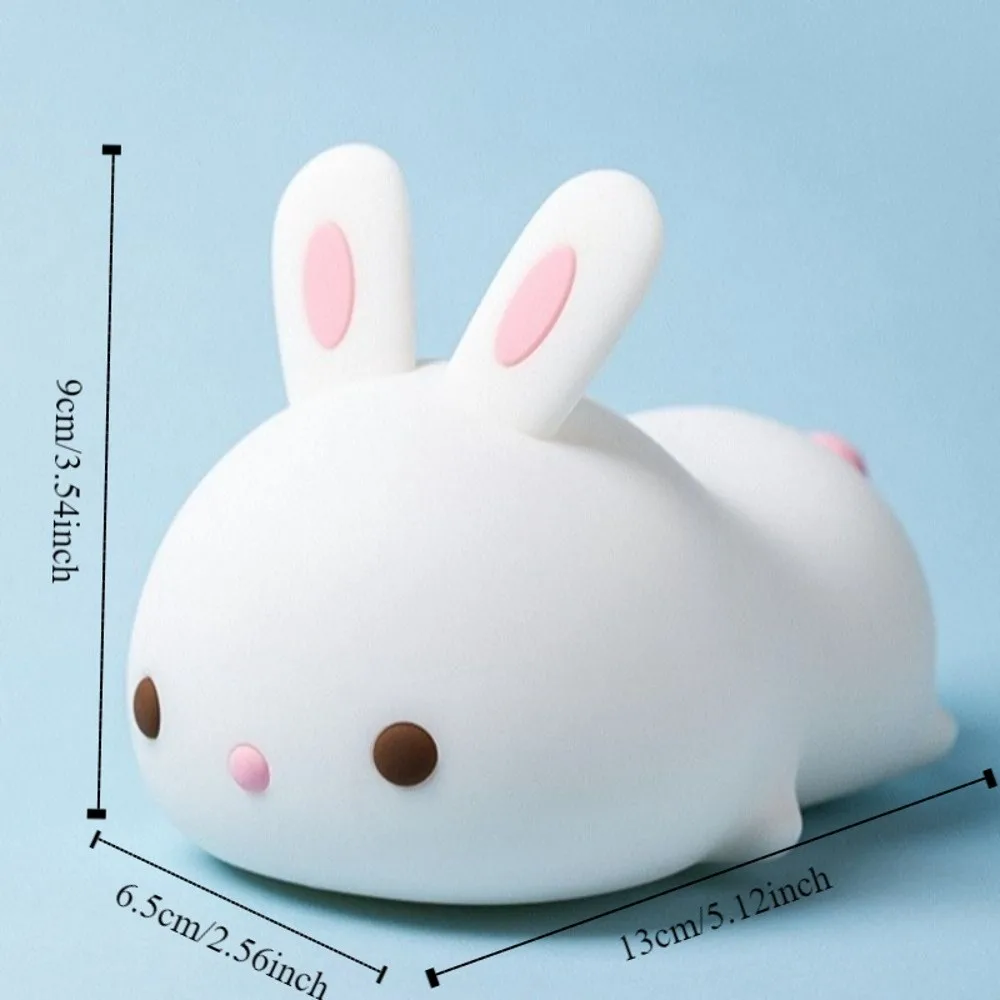 Cartoon Touch Sensor Rabbit Night Light Silicone 16 Colors LED Night Lights Dimmable Colorful Bunny Lamp Gift