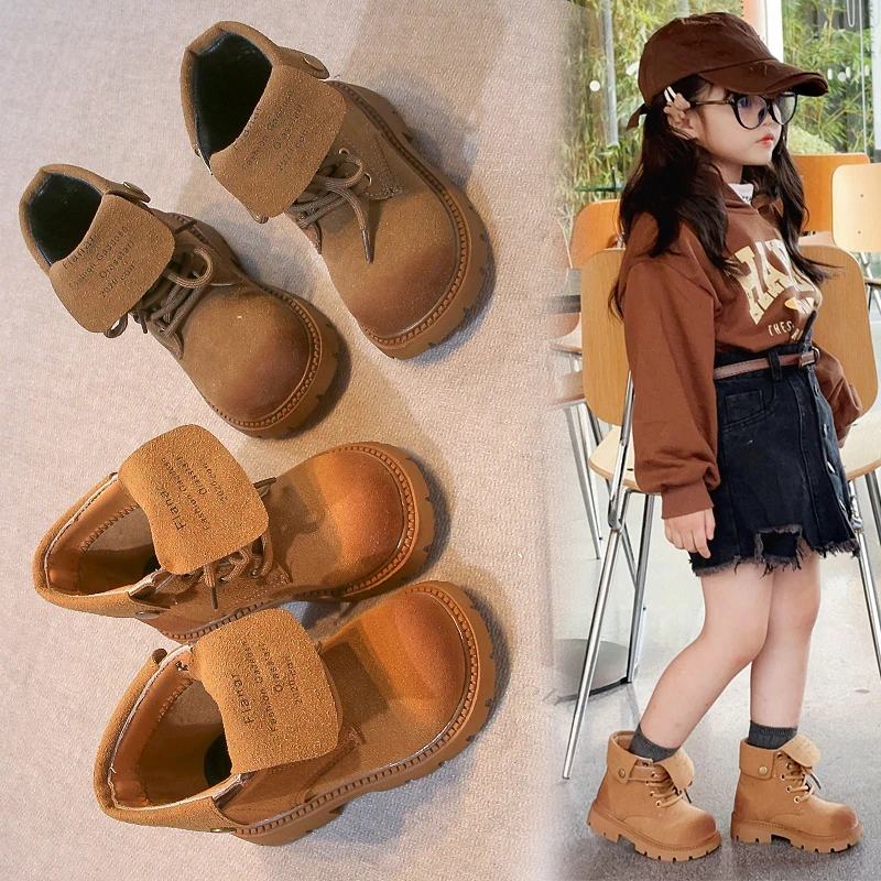 

2025 Children Short Boots for Girls Autumn Winter New Fashion Korean Style Soft Bottom Anti-slippery Versatile Princess Shoes