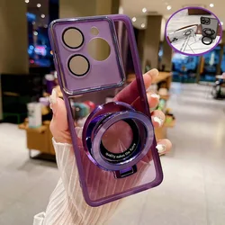 Magnetic Ring Bracket Holder Phone Case for Xiaomi POCO X8 F8 M8 M7 F7 F6 F5 M6 X6 X5 X3 Pro C65 C85 Redmi 13 Transparent Cover