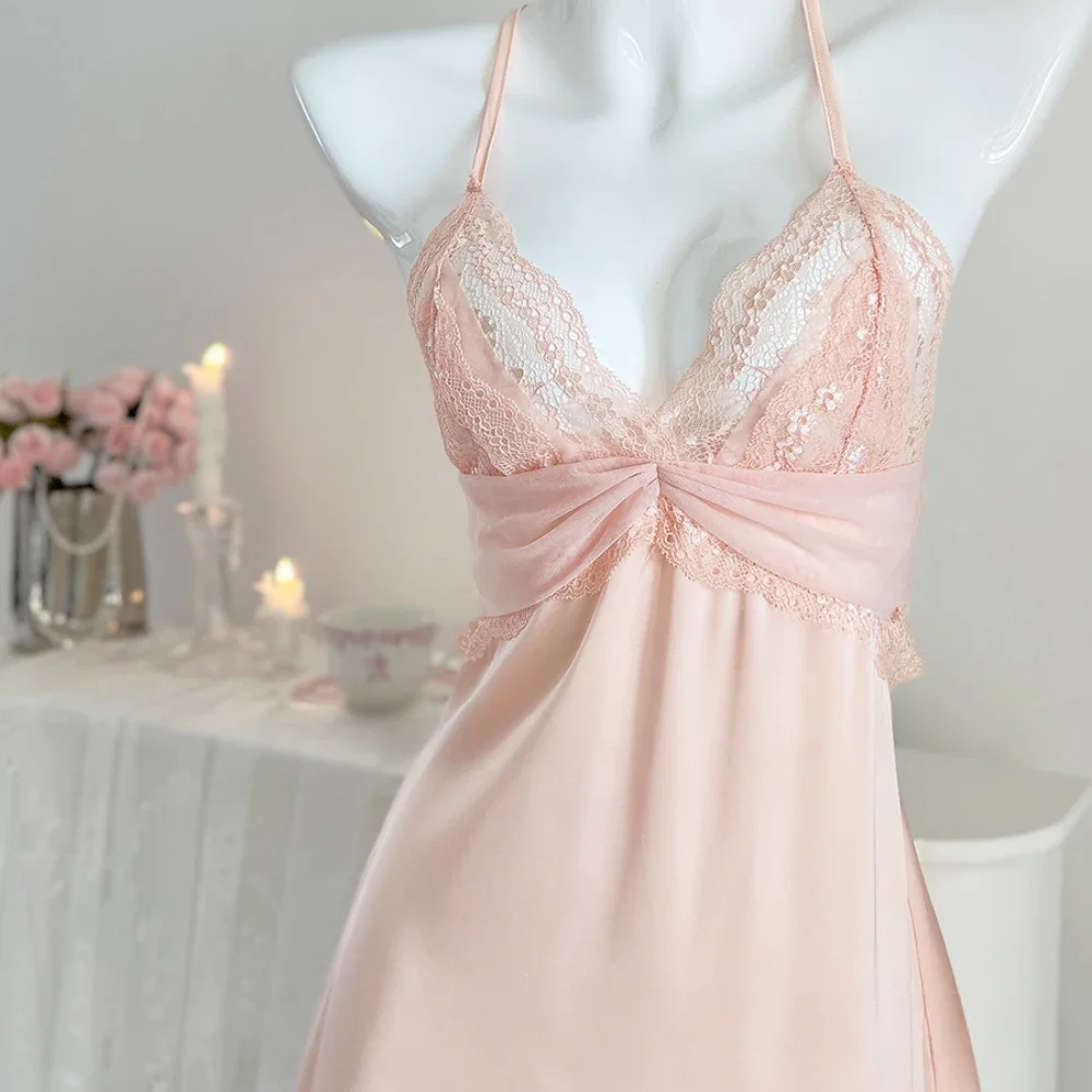 Summer Sexy Lace Court Princess Suspender Nightdress Seduction Nightgowns Robe Homewear Dress