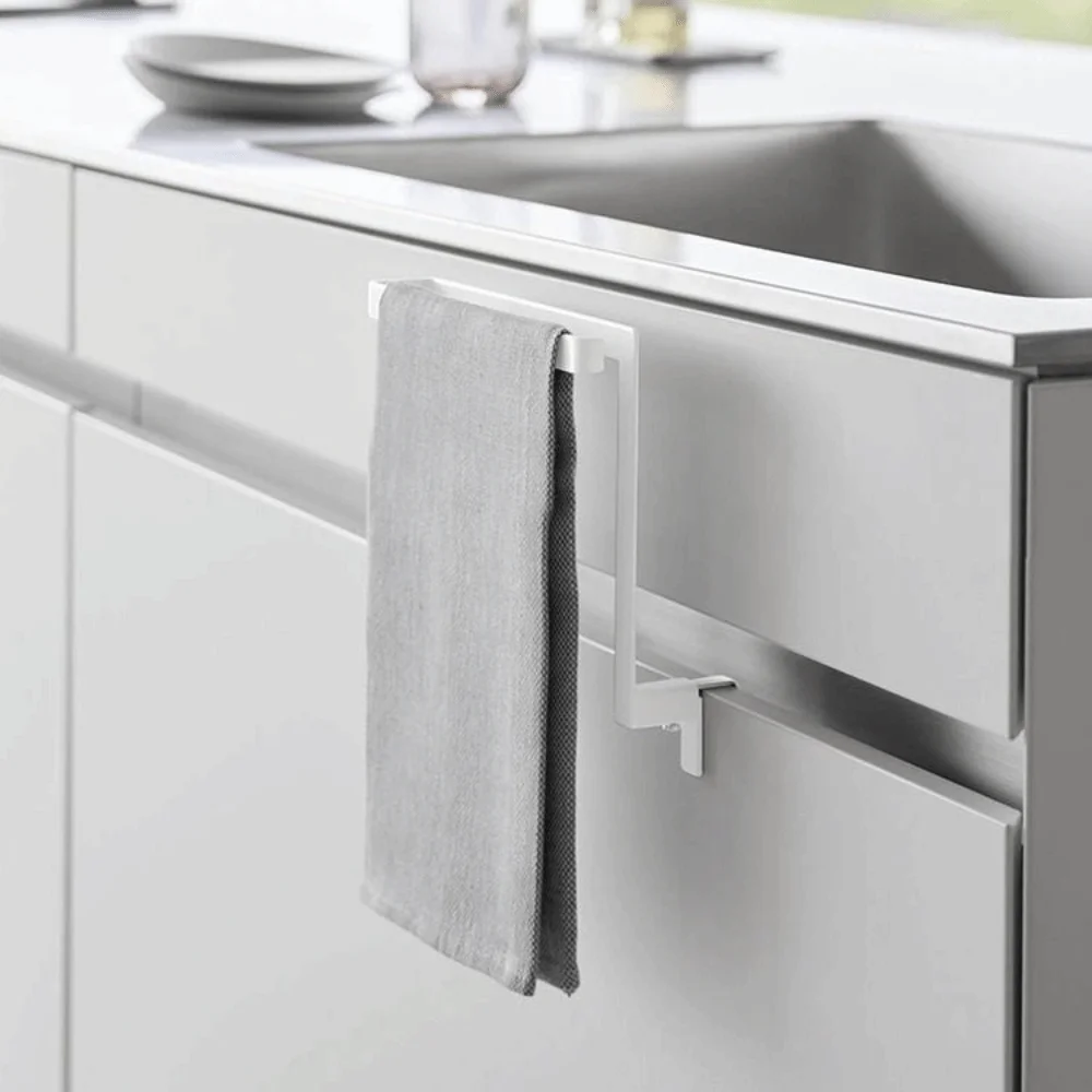 

Держатель для полотенец из углеродистой стали для дверцы шкафа, без сверления, регулируемый, на прищепках, экономит место, для кухни