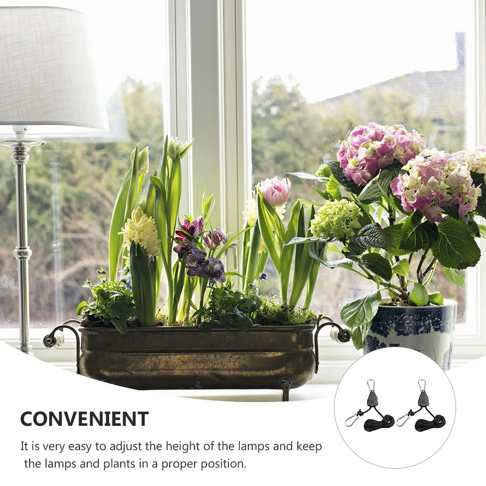 

2Pcs Plant Light Hangers High Quality Nylon Adjustable Rope Pulley Lifting Hook Grow Lamp Accessories Heavy Duty Garden Use