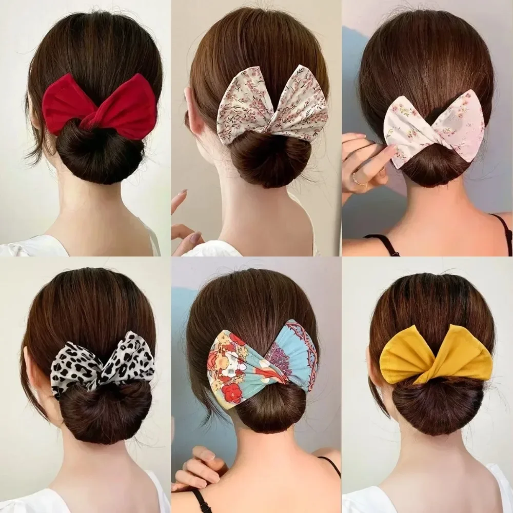 Women Girls Bow Flower Pattern Hairpin Device Sweet Lovely Hairpin Fast Hair Bun Hair Styling Tools Braid Hair Accessories