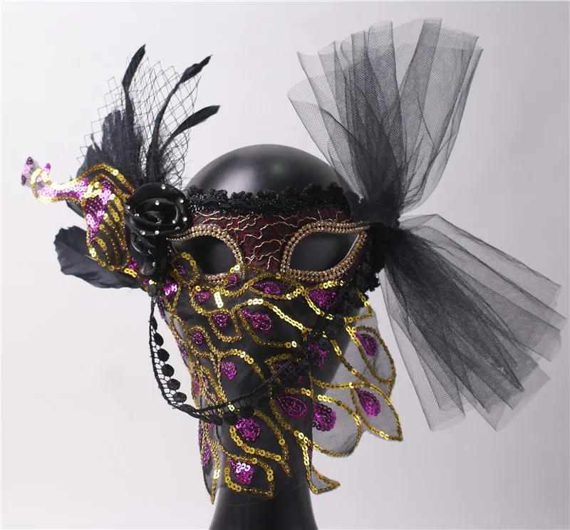 남성과 여성 풀 페이스 마스크 베일 마스크 가수 킹 무대 노래 과장된 스팽글 가짜 마스크 성인