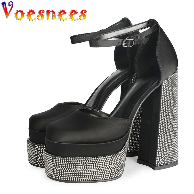 

Diamond Platform Models Catwalk Shoes Stars Attend Event Fashion Stage High Heels Pumps Bling Thick Heel Summer Women Sandals