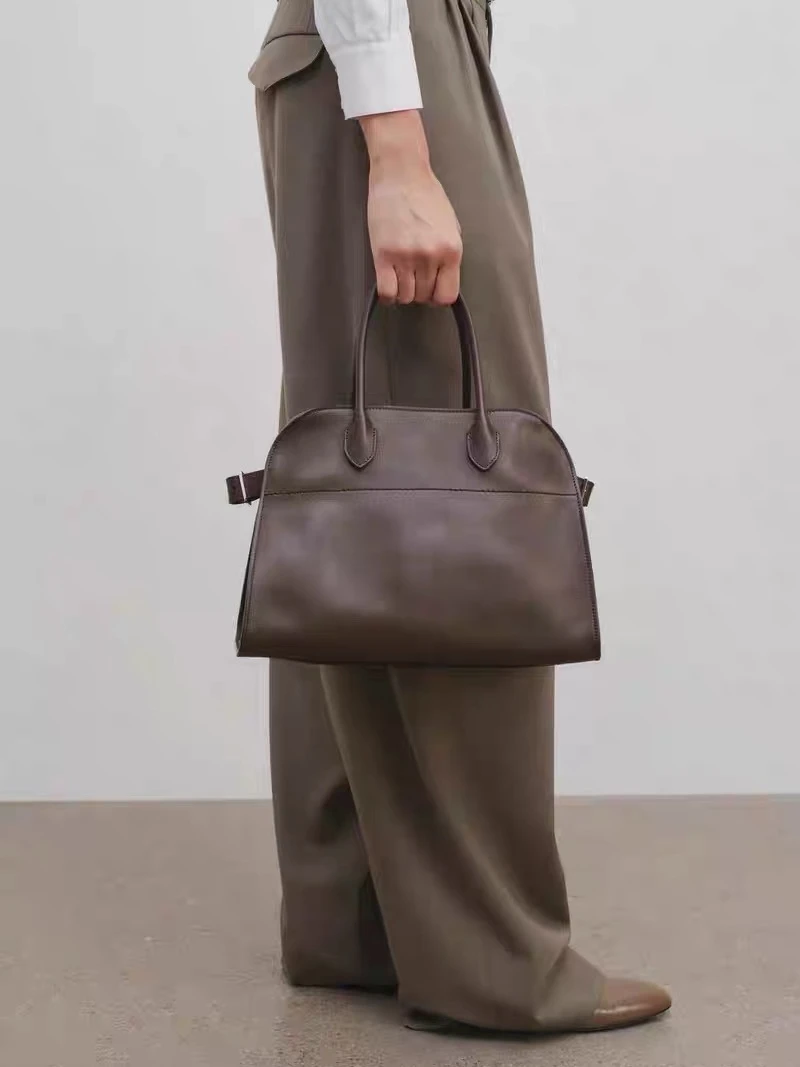 

2023 New Mar2 Genuine Leather Handheld Tote Bag Neutral Sle Top Layer Cowhide Pure Color Crossbody Bag for Men And Women