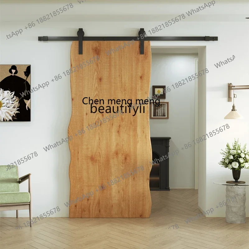 D178  Solid wood barn  door retro cloakroom sliding door kitchen hanging rail, door partition,   customization