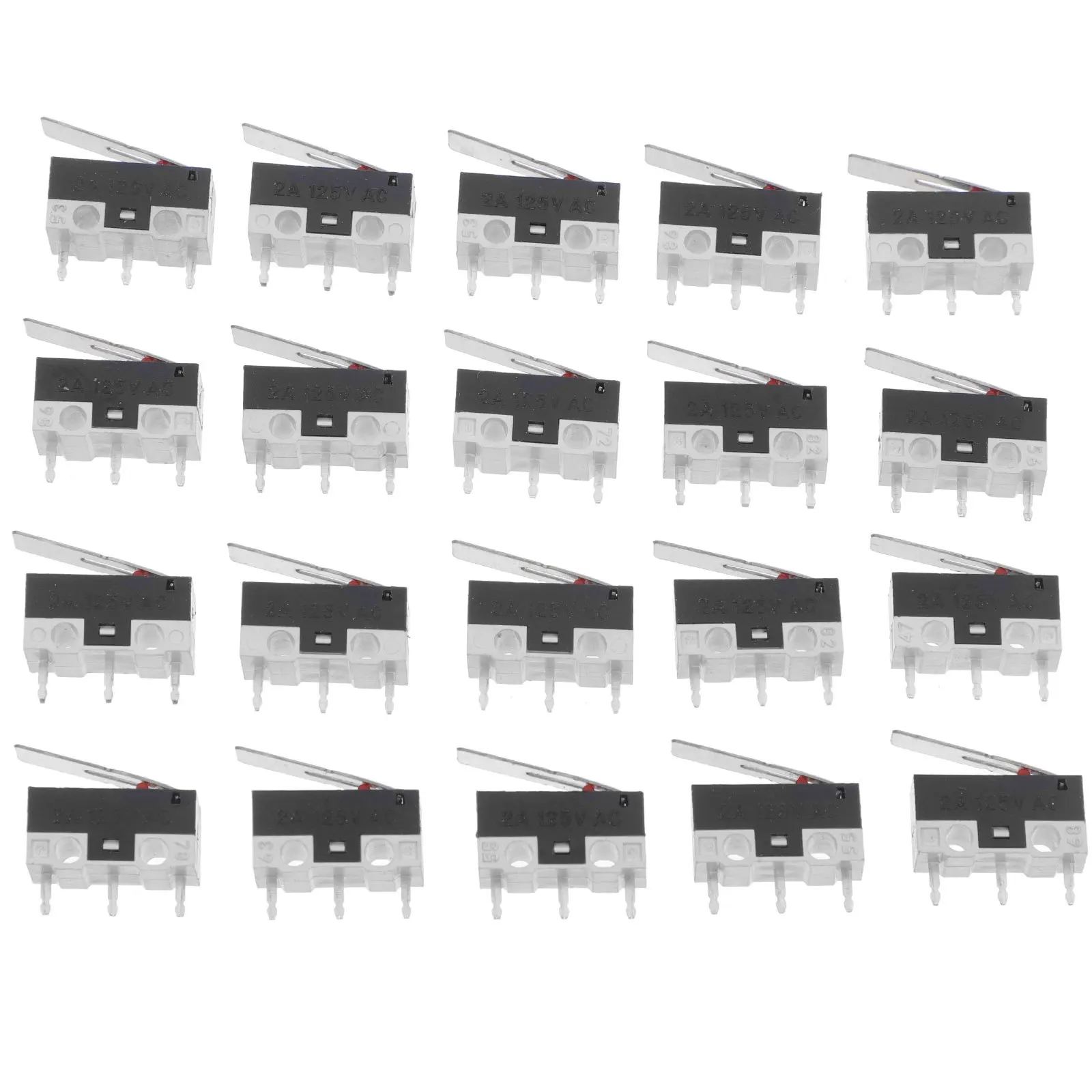 

20pcs Micro Switch With Lever 2A 125V High Sensitivity Quick Response For Home Appliance Automotive 3D Printer Replacement