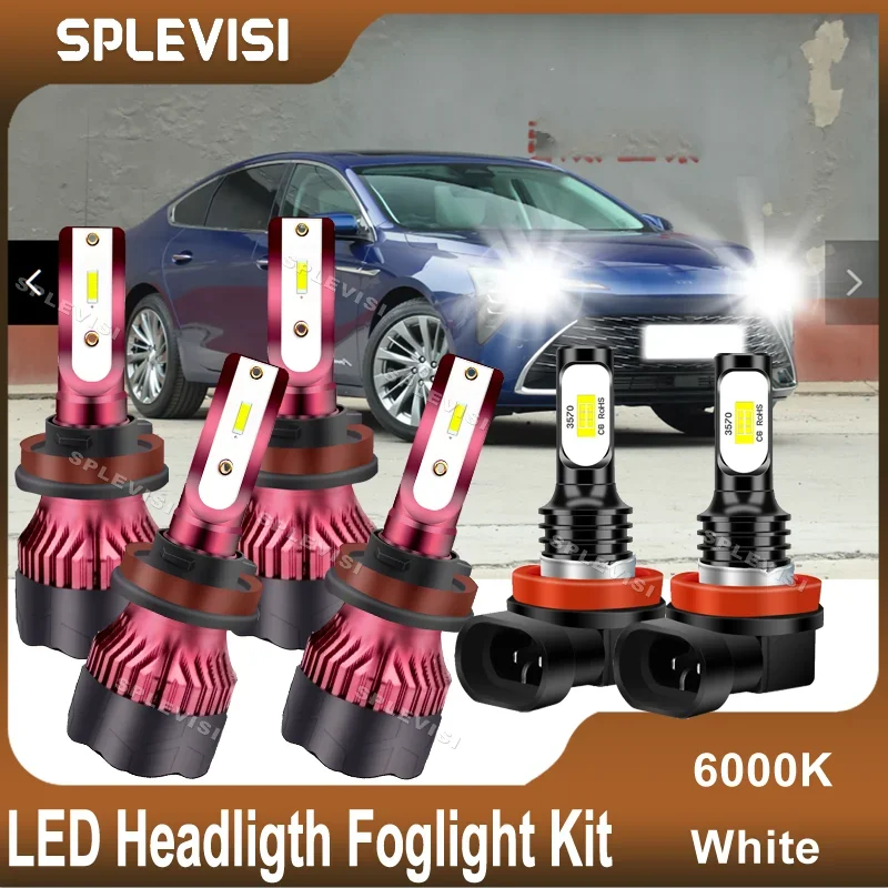 

H11 LED Headlight High Low Beam Foglight Kit Replace For Buick Verano LaCrosse Allure Upgrades CSP Bulbs 6000K White Car Light