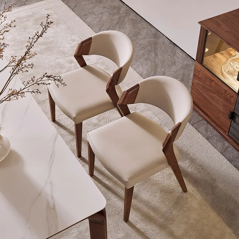 Nordic High-end Light Luxury Ash Wood Dining Chair Wabi-sabi Style Chair Designer Structure Armchair Restaurant Backrest Chair
