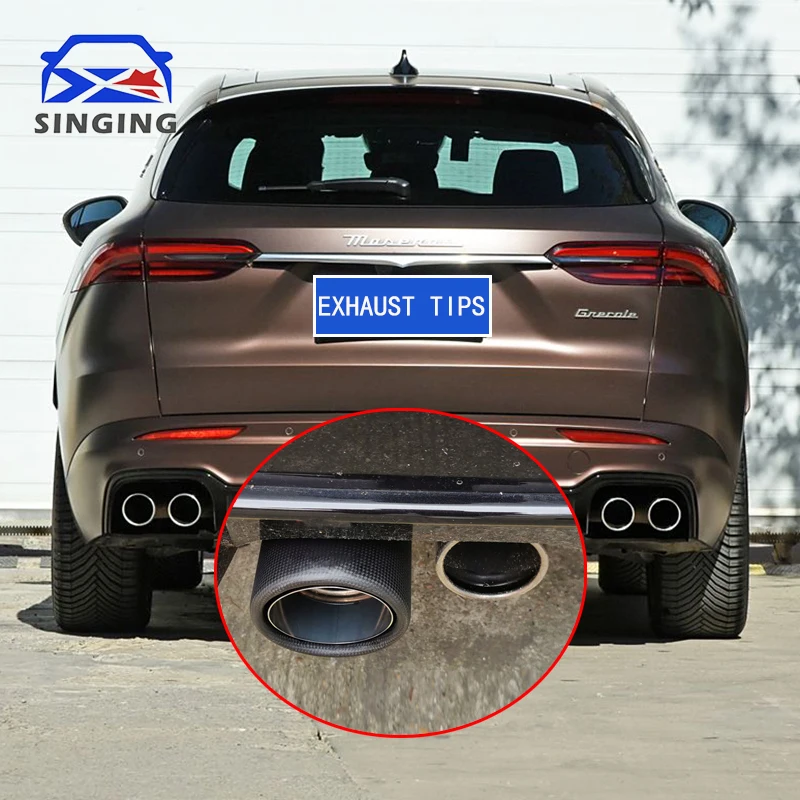 

Exhaust tips tail pipe no cutting muffler decorative tail throat auto parts modification accessories For Maserati Grecale