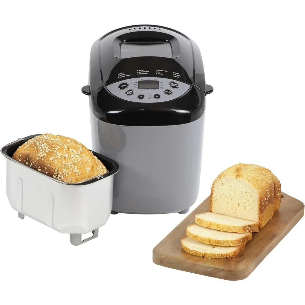 

New upgrade Gray Hi-Rise Bread Maker Machine Programmable 12 Programs Including Gluten Free & 3 Loaf Sizes and Crust Colors