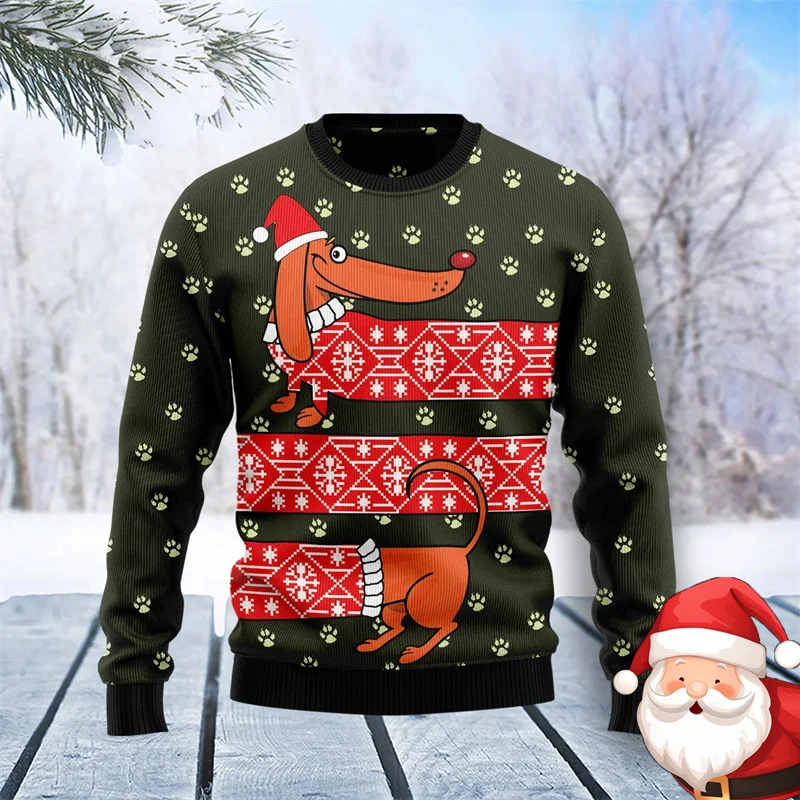 

Merry Christmas Dachshund Design Ugly Sweater For Women Casual Loose Fashion Ugly Sweaters Festival Funny Design Sweatshirts