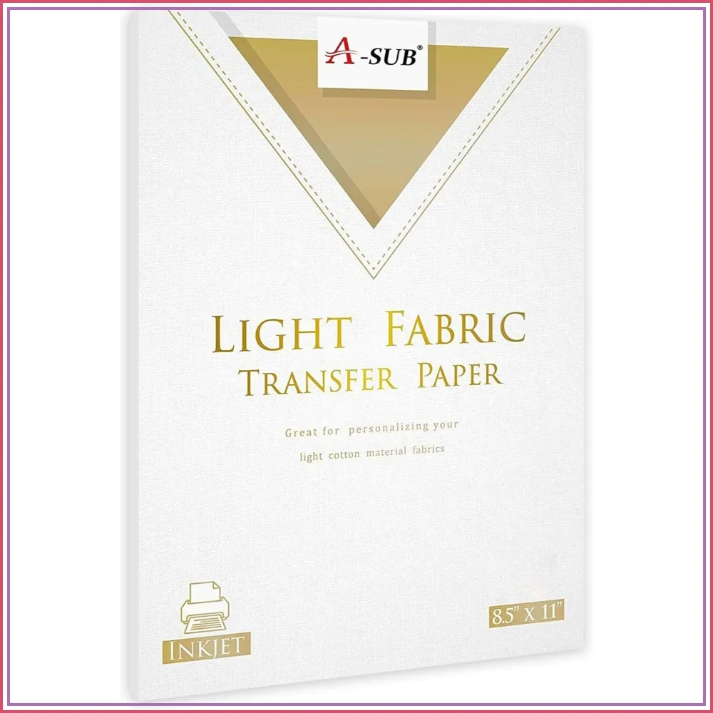

Iron-On Heat Transfer Paper for Light Fabric 8.5x11in 20 Sheets Inkjet Printer T-Shirt Transfer Durable No Cracking