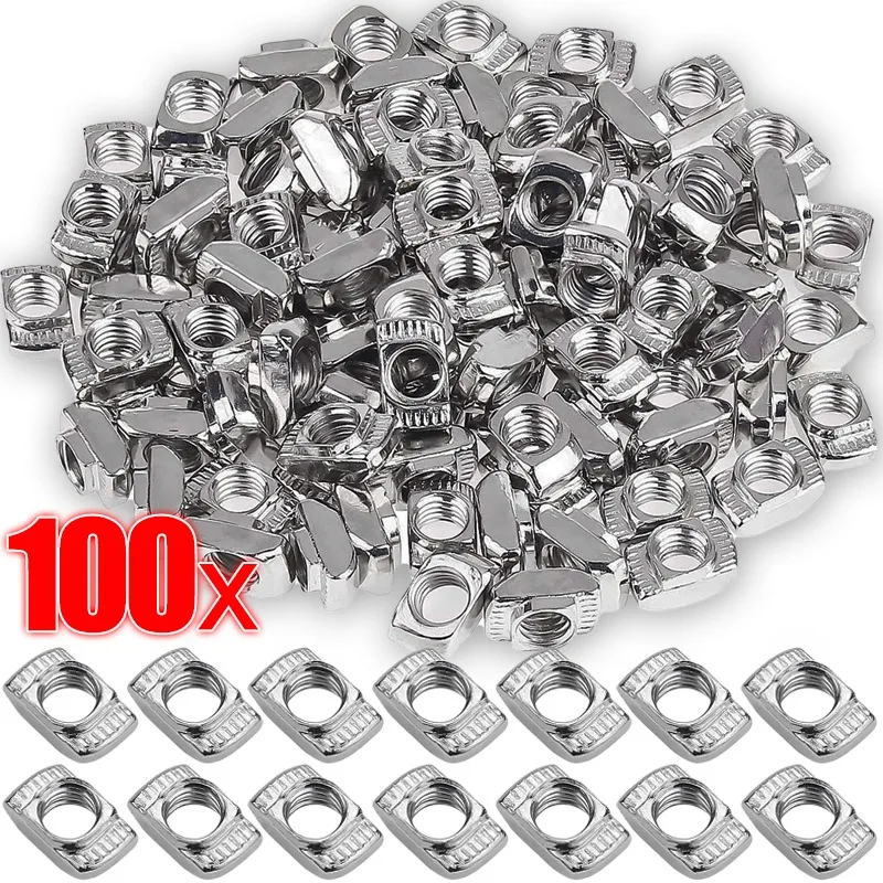 100/50PCS M5 T-shaped Hammer Nut Slider Nut Fasten Connector Aluminum Extrusion Profile Groove European Standard Hardware